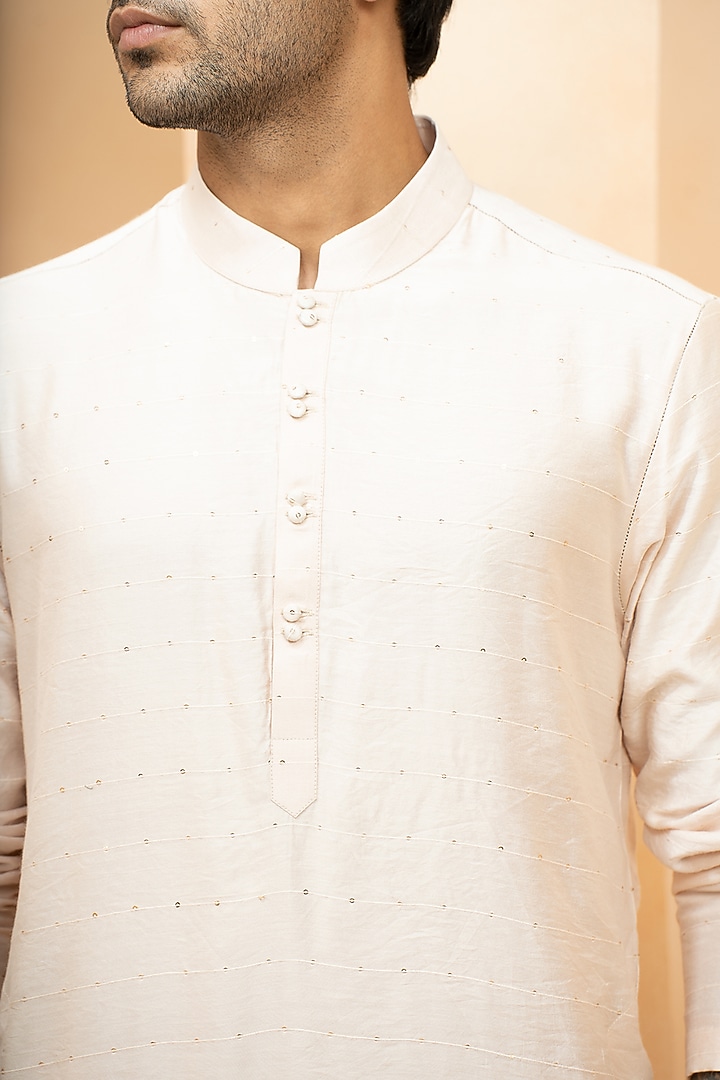 Ashar Chanderi & Fine Silk Printed Nehru Jacket Set by Studio Bagechaa Men at Pernia's Pop Up Shop