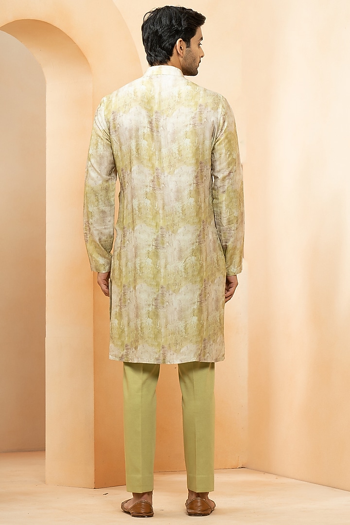Muneer Chanderi & Fine Silk Printed Nehru Jacket Set by Studio Bagechaa Men at Pernia's Pop Up Shop