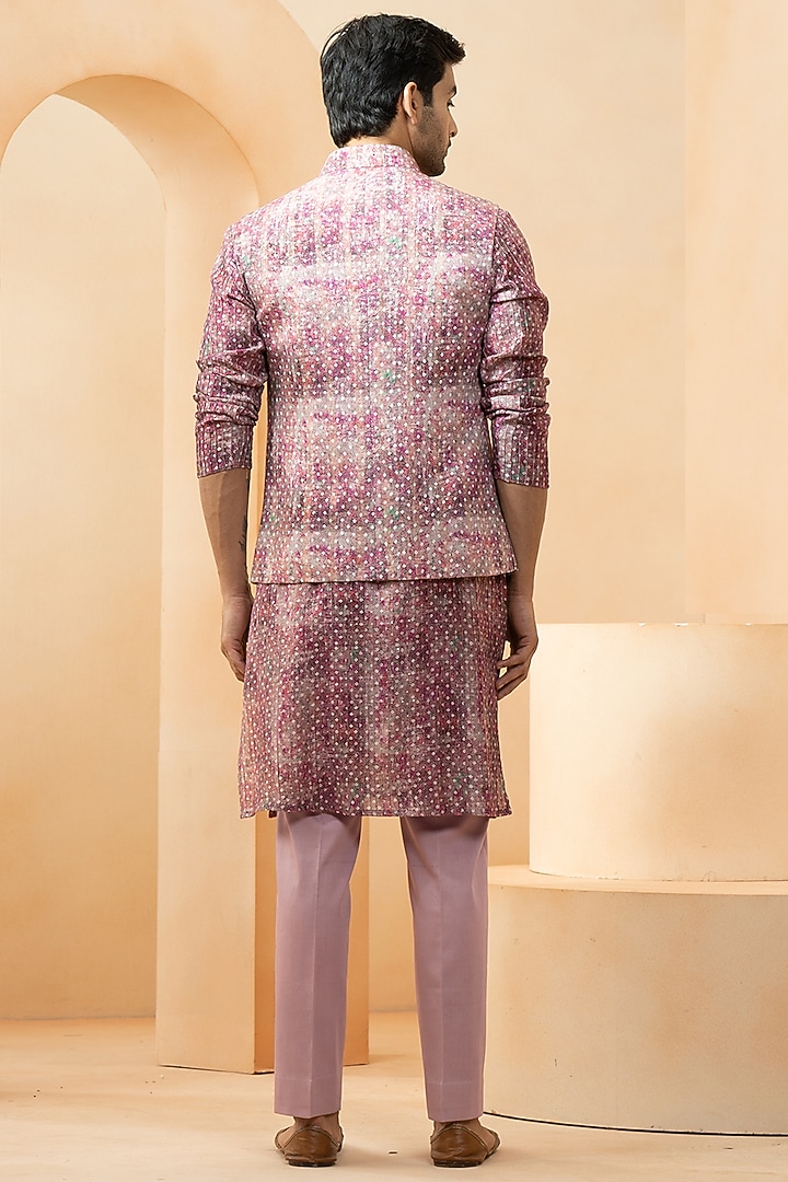 Firdauz Chanderi Printed Nehru Jacket Set by Studio Bagechaa Men at Pernia's Pop Up Shop