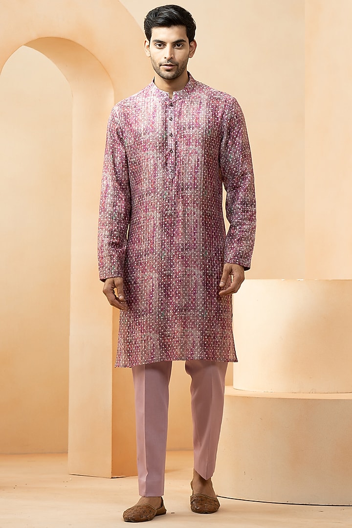 Firdauz Chanderi Printed Nehru Jacket Set by Studio Bagechaa Men at Pernia's Pop Up Shop