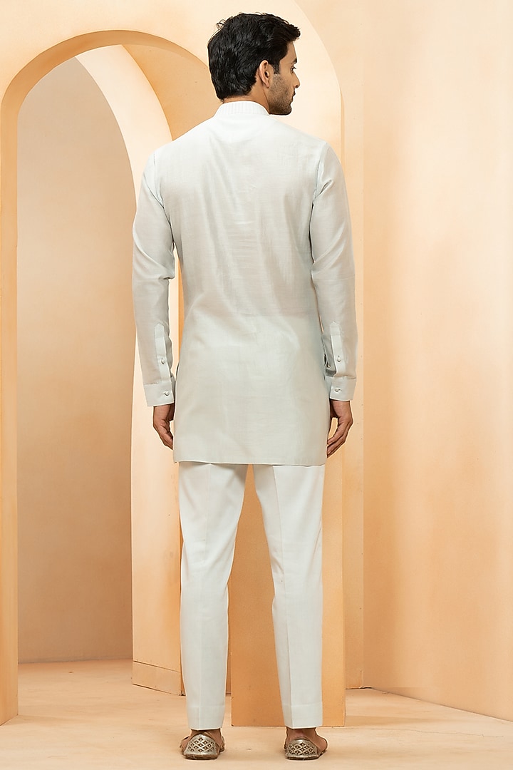 Tone-On-Tone Asad Chanderi Resham Work Kurta Set by Studio Bagechaa Men at Pernia's Pop Up Shop