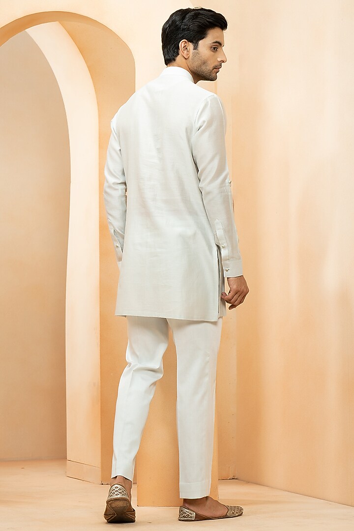 Tone-On-Tone Ajal Chanderi Zari Work Kurta Set by Studio Bagechaa Men at Pernia's Pop Up Shop