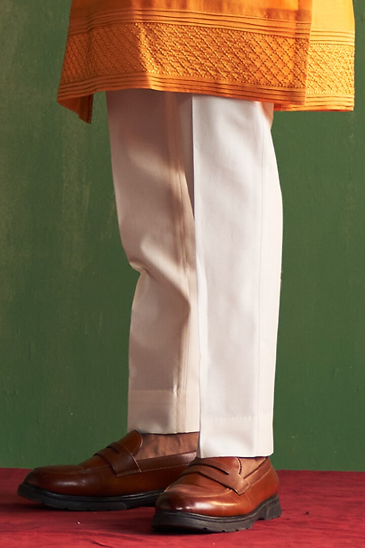 Yellow Linen Satin Floral Embroidered Bundi Jacket Set by Studio Bagechaa Men at Pernia's Pop Up Shop