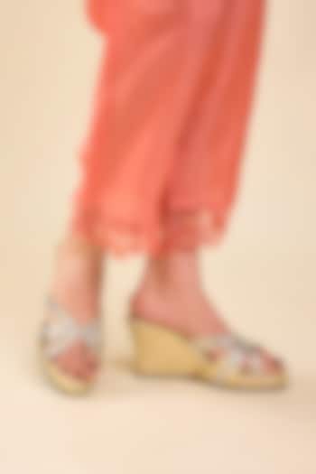 Light Gold Faux Leather Heels by Stoffa Bride at Pernia's Pop Up Shop