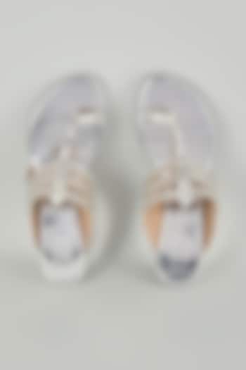 Silver Faux Leather Heels by stoffa bride at Pernia's Pop Up Shop