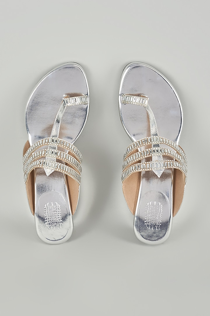 Silver Faux Leather Heels by stoffa bride at Pernia's Pop Up Shop