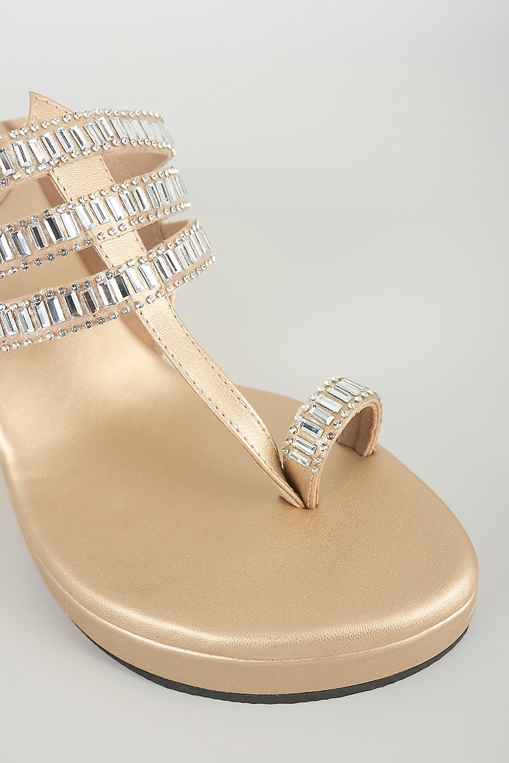 Champagne Faux Leather Heels by Stoffa Bride at Pernia's Pop Up Shop