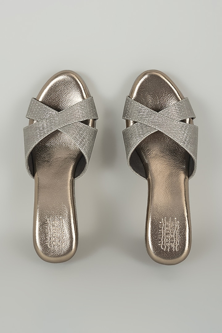Gunmetal Grey Faux Leather Heels by Stoffa Bride at Pernia's Pop Up Shop