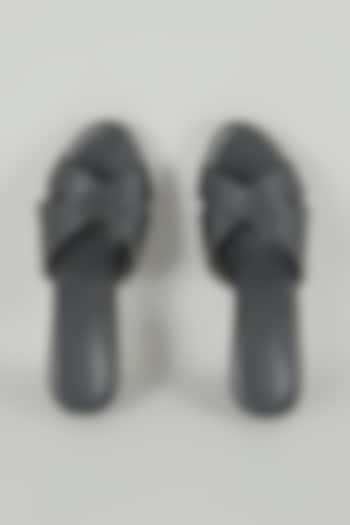 Black Faux Leather Heels by stoffa bride at Pernia's Pop Up Shop
