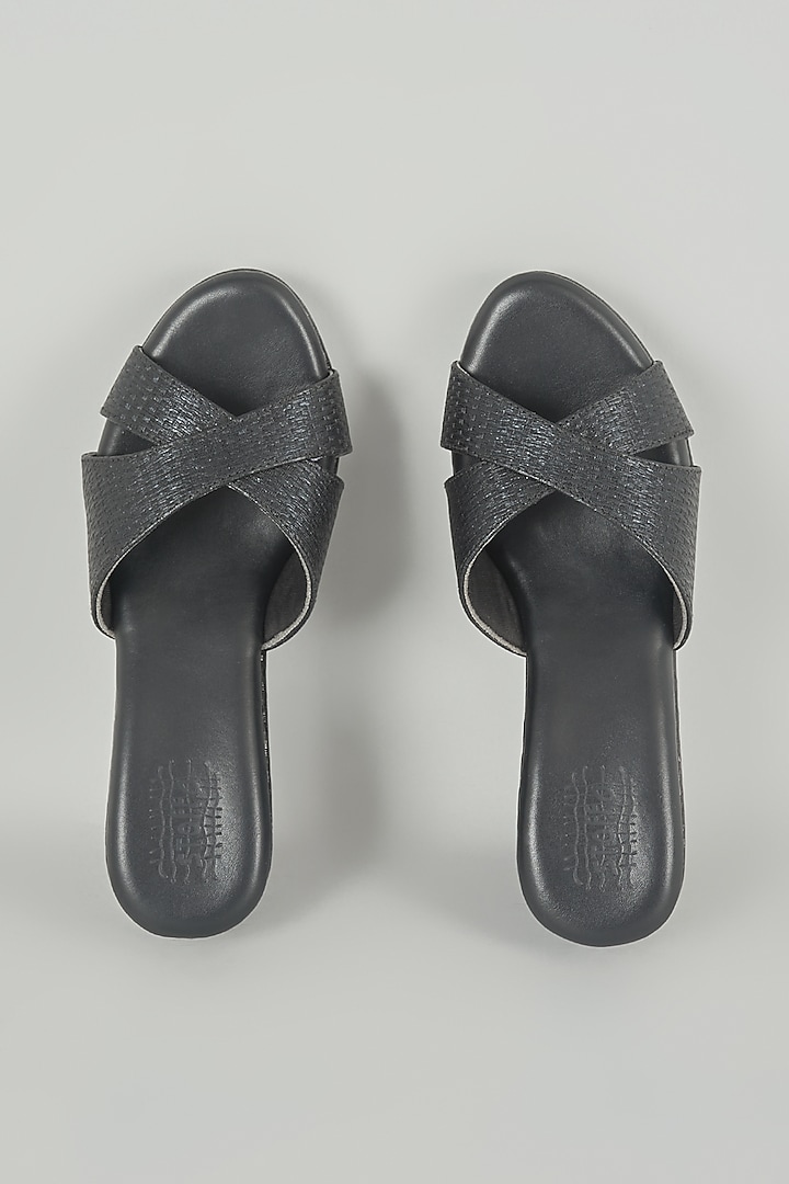 Black Faux Leather Heels by stoffa bride at Pernia's Pop Up Shop