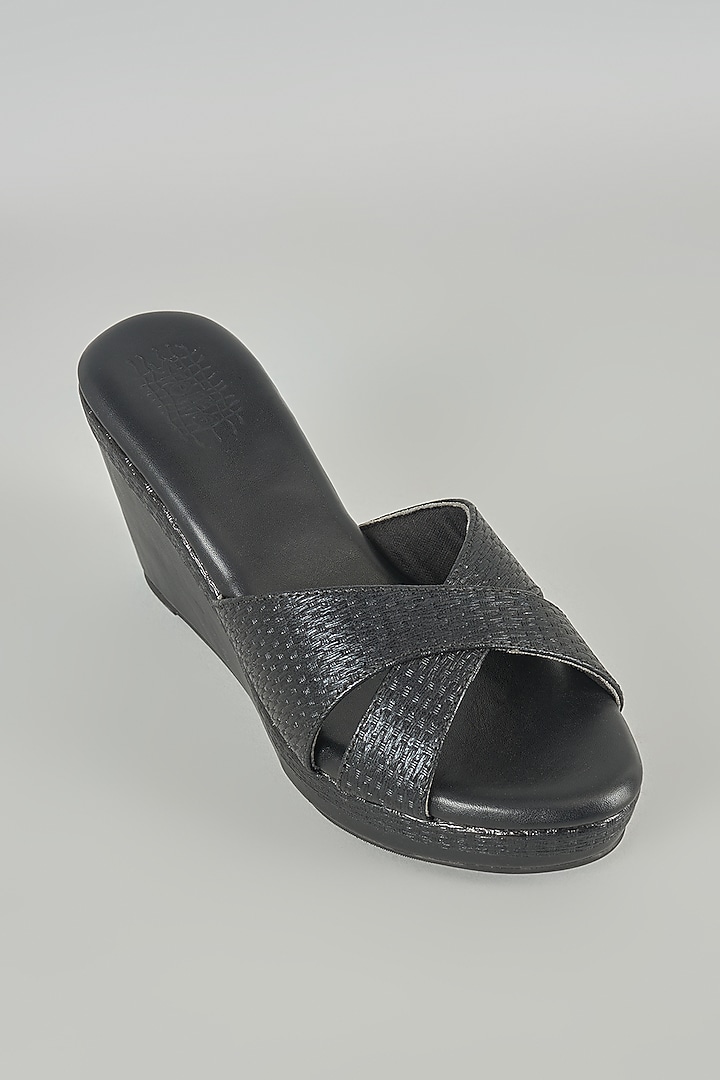 Black Faux Leather Heels by stoffa bride at Pernia's Pop Up Shop