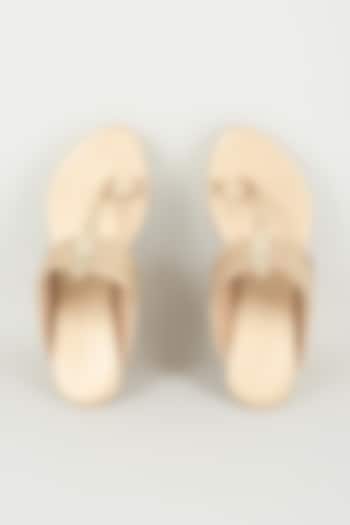 Champagne Faux Leather Heels by Stoffa Bride at Pernia's Pop Up Shop