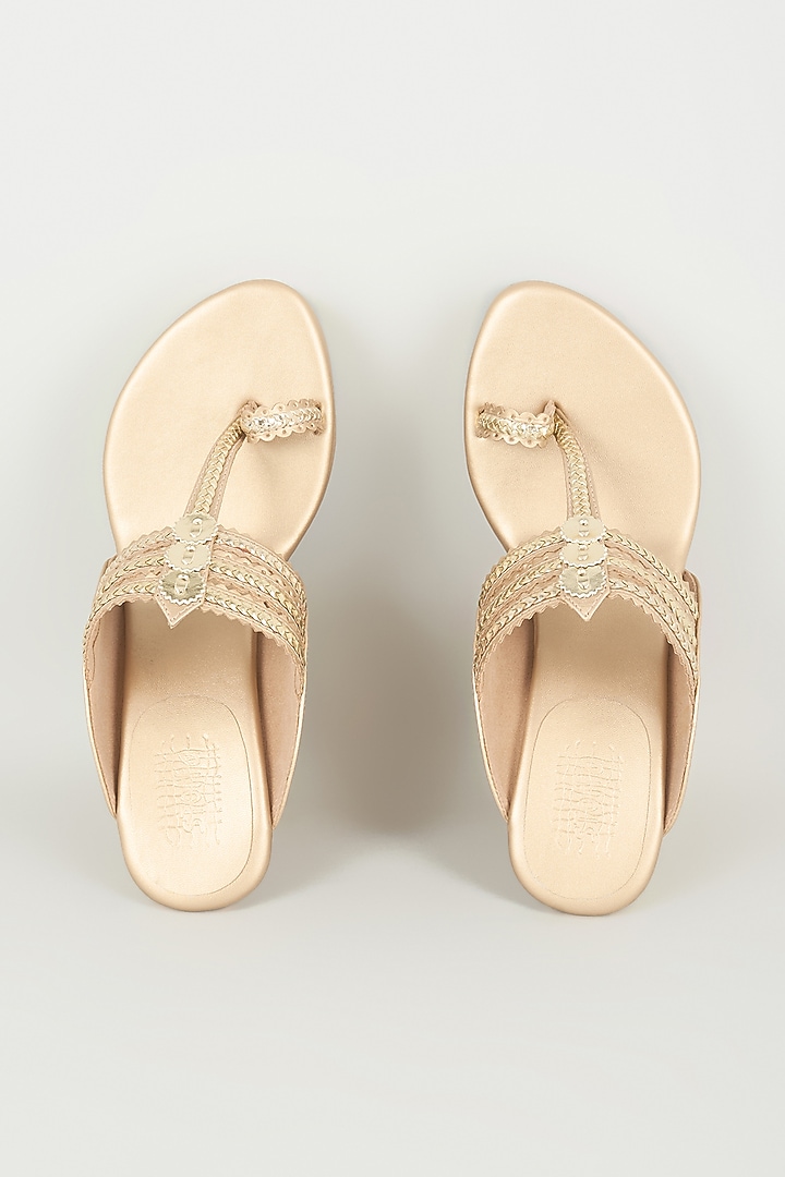 Champagne Faux Leather Heels by Stoffa Bride at Pernia's Pop Up Shop