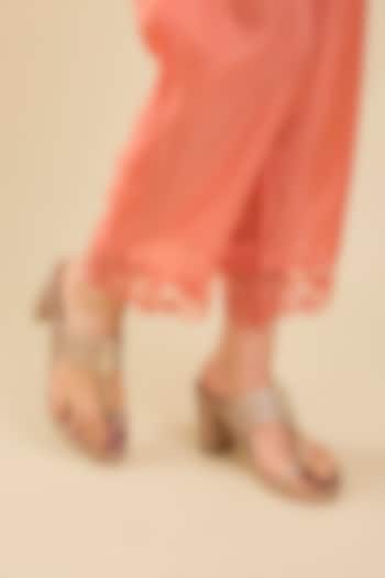 Champagne Faux Leather Heels by Stoffa Bride at Pernia's Pop Up Shop
