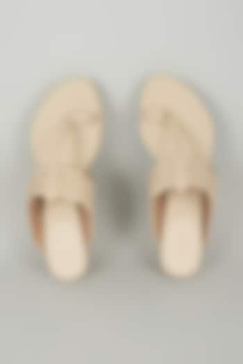 Taupe Faux Leather Heels by Stoffa Bride at Pernia's Pop Up Shop