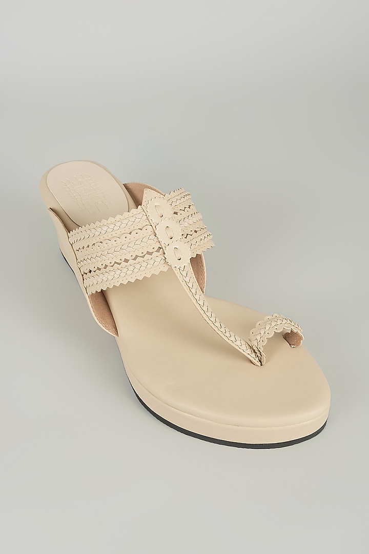Taupe Faux Leather Heels by Stoffa Bride at Pernia's Pop Up Shop