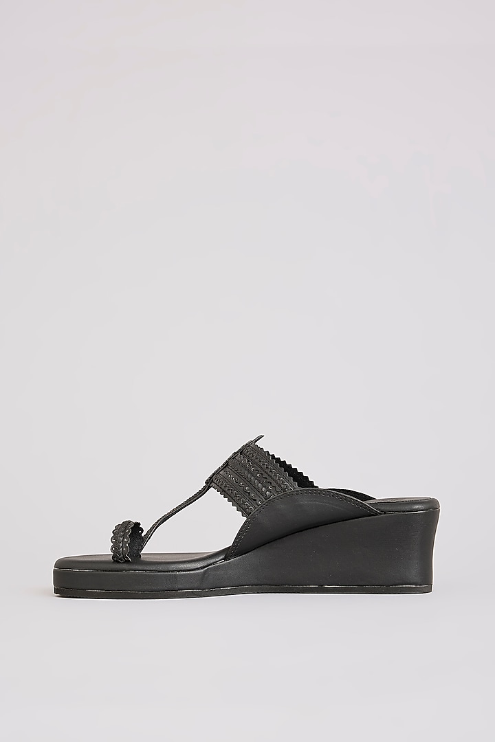 Black Faux Leather Heels by Stoffa Bride at Pernia's Pop Up Shop
