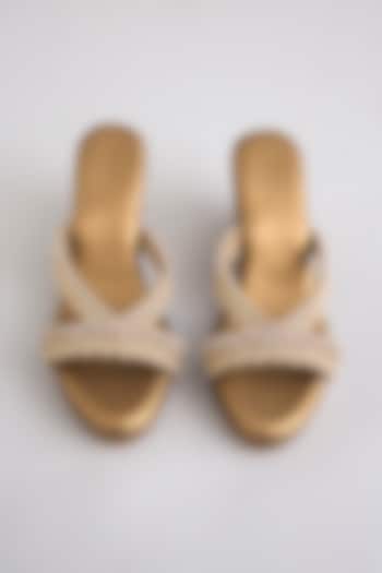 Copper Faux Leather Heels by Stoffa Bride at Pernia's Pop Up Shop