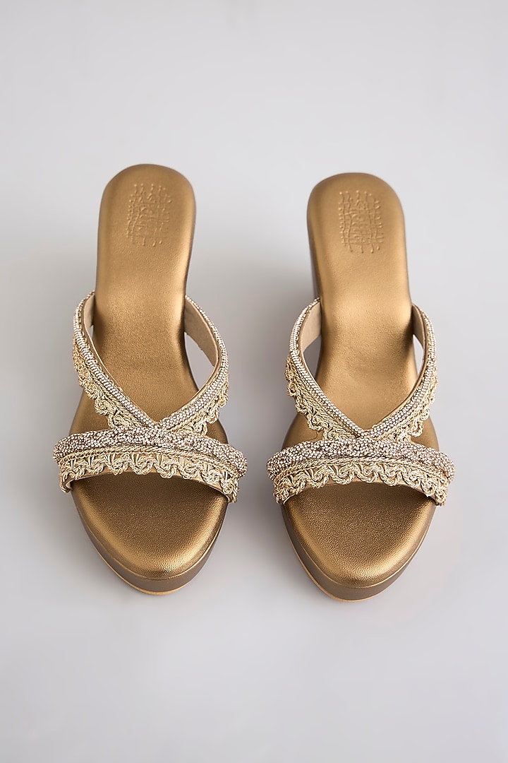 Copper Faux Leather Heels by Stoffa Bride at Pernia's Pop Up Shop