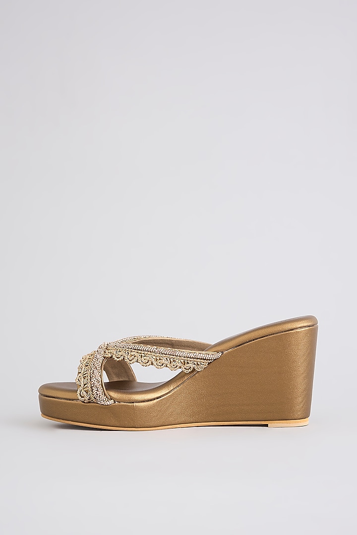 Copper Faux Leather Heels by Stoffa Bride at Pernia's Pop Up Shop