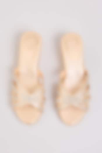Rose Gold Faux Leather Heels by Stoffa Bride at Pernia's Pop Up Shop