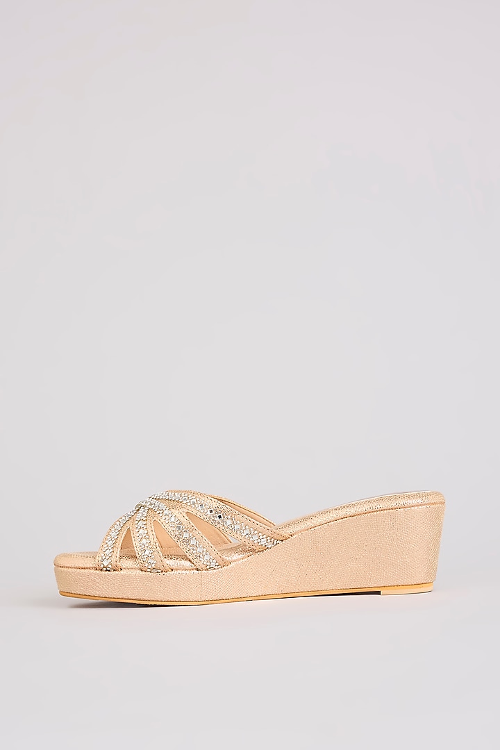 Rose Gold Faux Leather Heels by Stoffa Bride at Pernia's Pop Up Shop