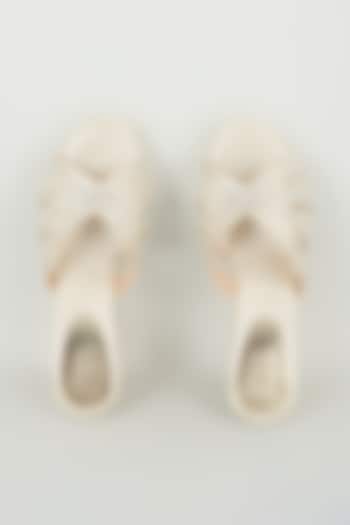 Light Gold Faux Leather Heels by Stoffa Bride at Pernia's Pop Up Shop