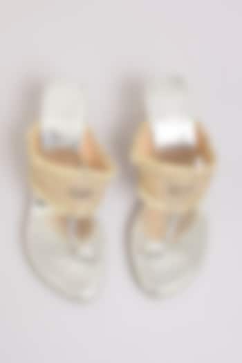 Silver Faux Leather Heels by Stoffa Bride at Pernia's Pop Up Shop