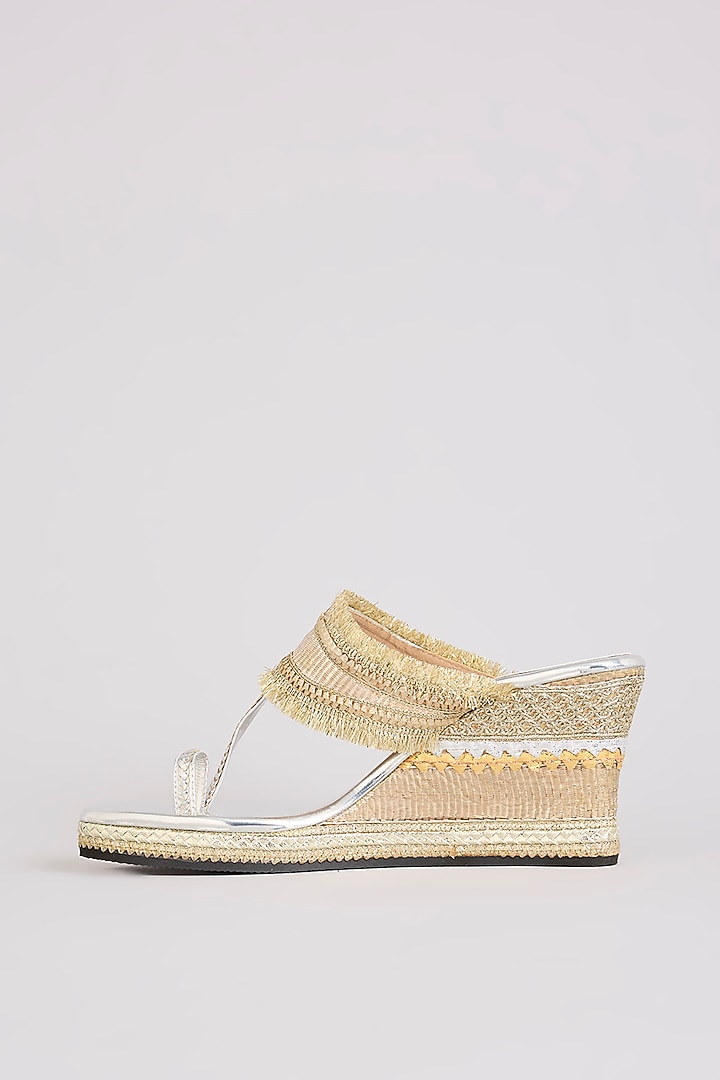 Silver Faux Leather Heels by Stoffa Bride at Pernia's Pop Up Shop
