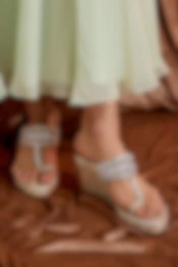 Light Gold Faux Leather Heels by stoffa bride at Pernia's Pop Up Shop