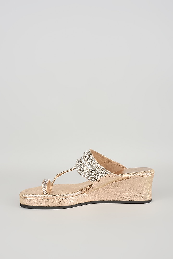 Rose Gold Faux Leather Heels by Stoffa Bride at Pernia's Pop Up Shop