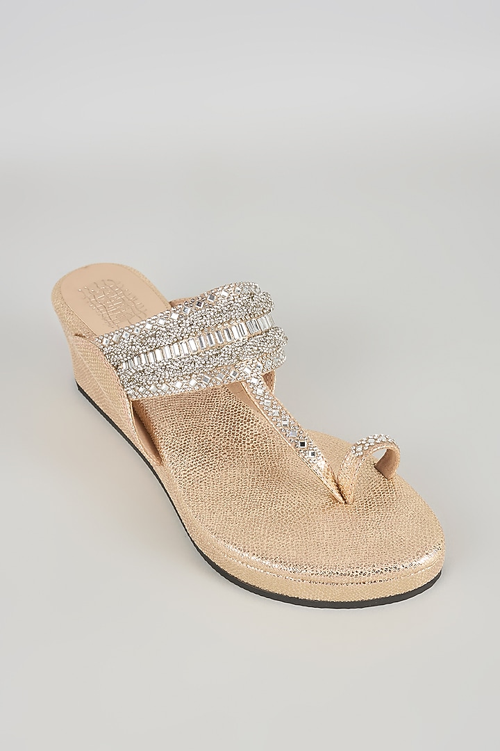 Rose Gold Faux Leather Heels by Stoffa Bride at Pernia's Pop Up Shop