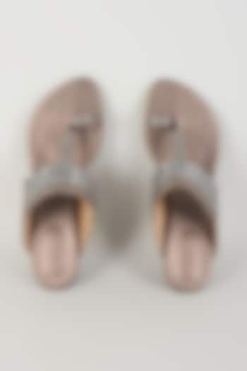 Slate Grey Faux Leather Kolhapuri Heels by stoffa bride at Pernia's Pop Up Shop