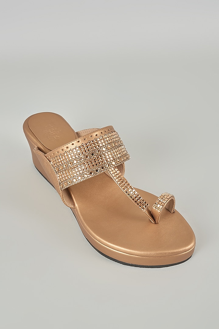 Copper Faux Leather Heels by stoffa bride at Pernia's Pop Up Shop