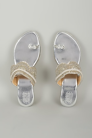 Silver Faux Leather Heels by Stoffa Bride