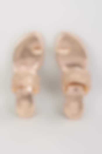 Rose Gold Faux Leather Kolhapuri Wedges by stoffa bride at Pernia's Pop Up Shop