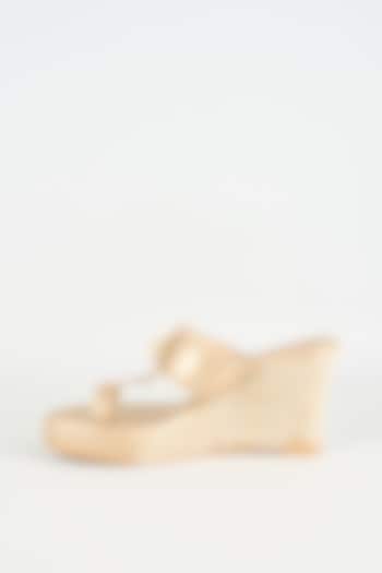 Champagne Faux Leather Wedges by stoffa bride at Pernia's Pop Up Shop