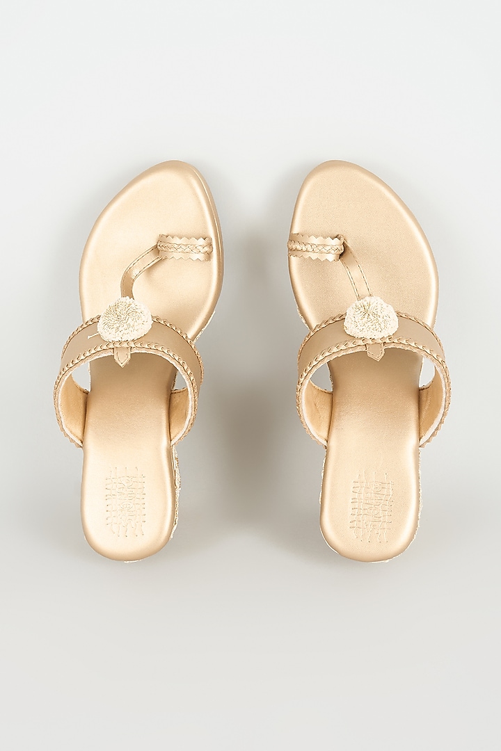 Champagne Faux Leather Wedges by stoffa bride at Pernia's Pop Up Shop
