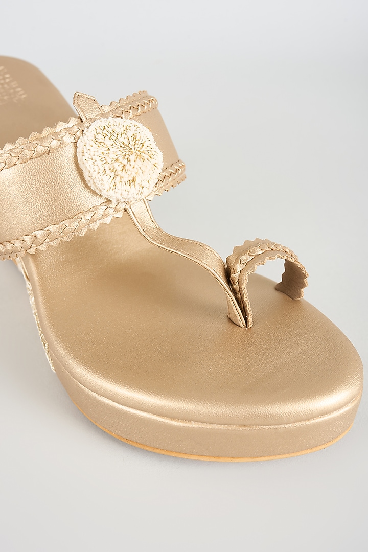 Champagne Faux Leather Wedges by stoffa bride at Pernia's Pop Up Shop