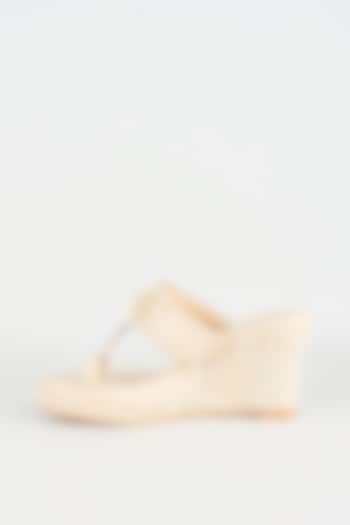 Taupe Faux Leather Wedges by stoffa bride at Pernia's Pop Up Shop
