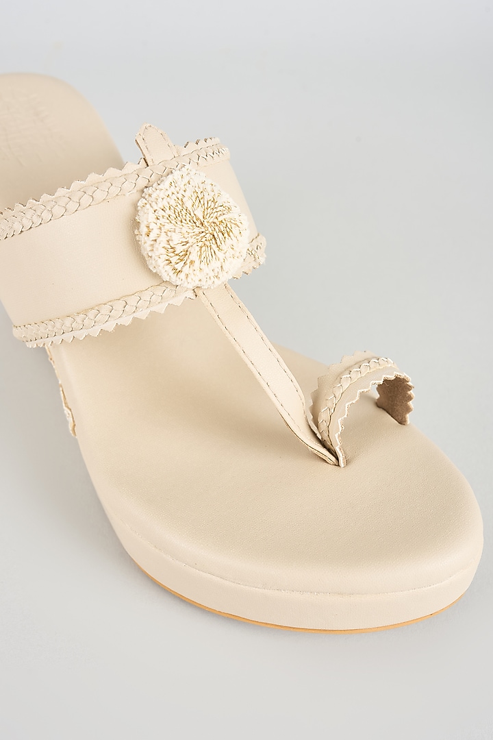 Taupe Faux Leather Wedges by stoffa bride at Pernia's Pop Up Shop