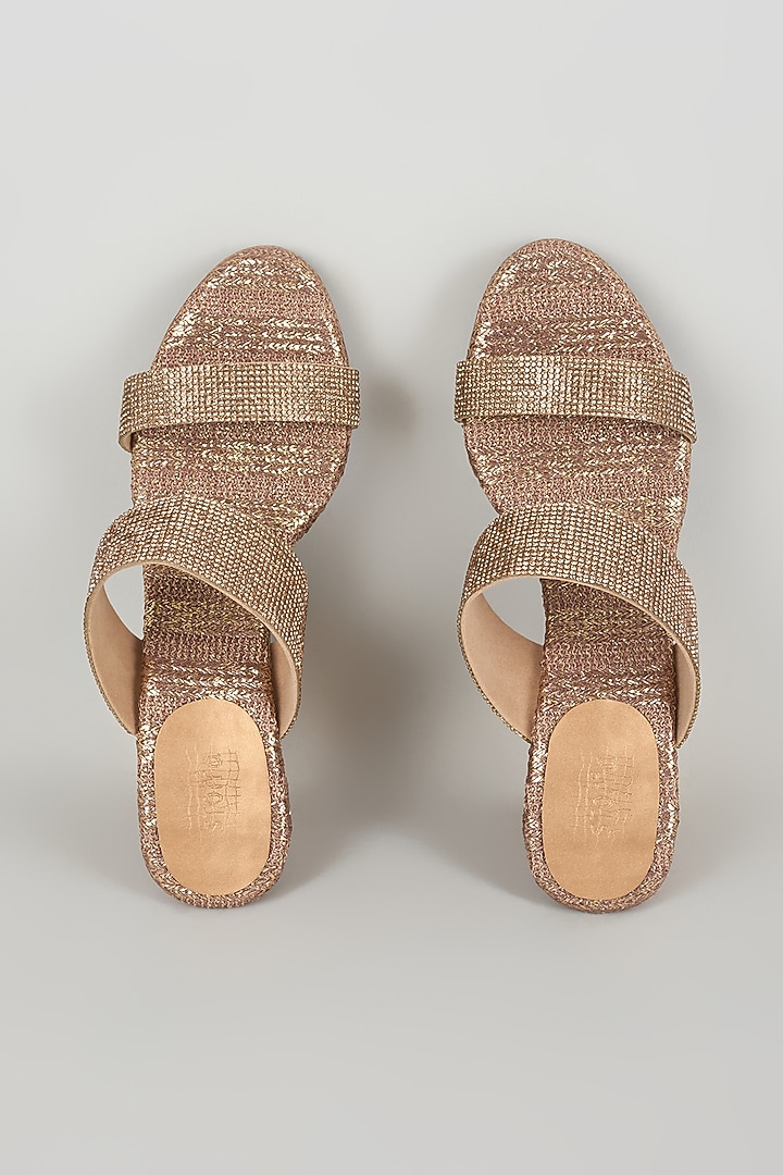 Copper Faux Leather Heels by Stoffa Bride at Pernia's Pop Up Shop