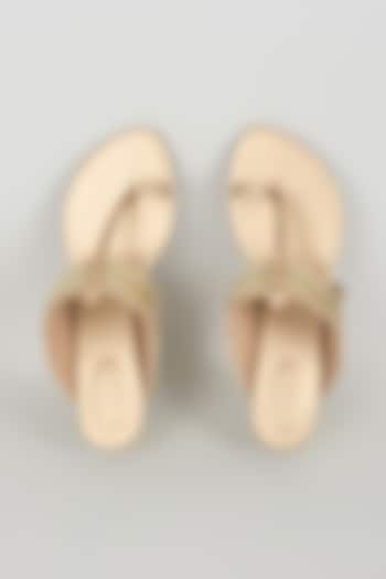 Champagne Faux Leather Heels by Stoffa Bride at Pernia's Pop Up Shop