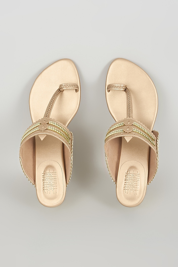 Champagne Faux Leather Heels by Stoffa Bride at Pernia's Pop Up Shop
