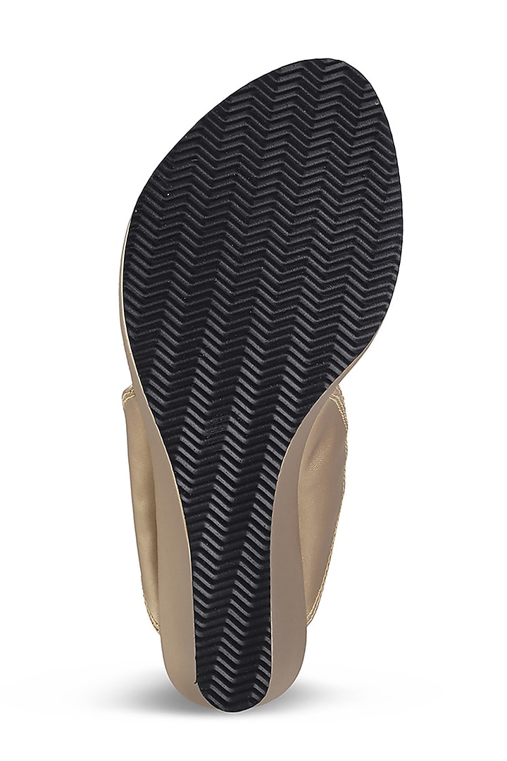 Champagne Faux Leather Crystal Embroidered Wedges by Stoffa Bride at Pernia's Pop Up Shop