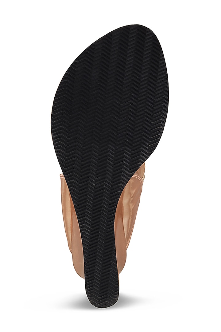 Rose Gold Faux Leather Crystal Embroidered Wedges by Stoffa Bride at Pernia's Pop Up Shop