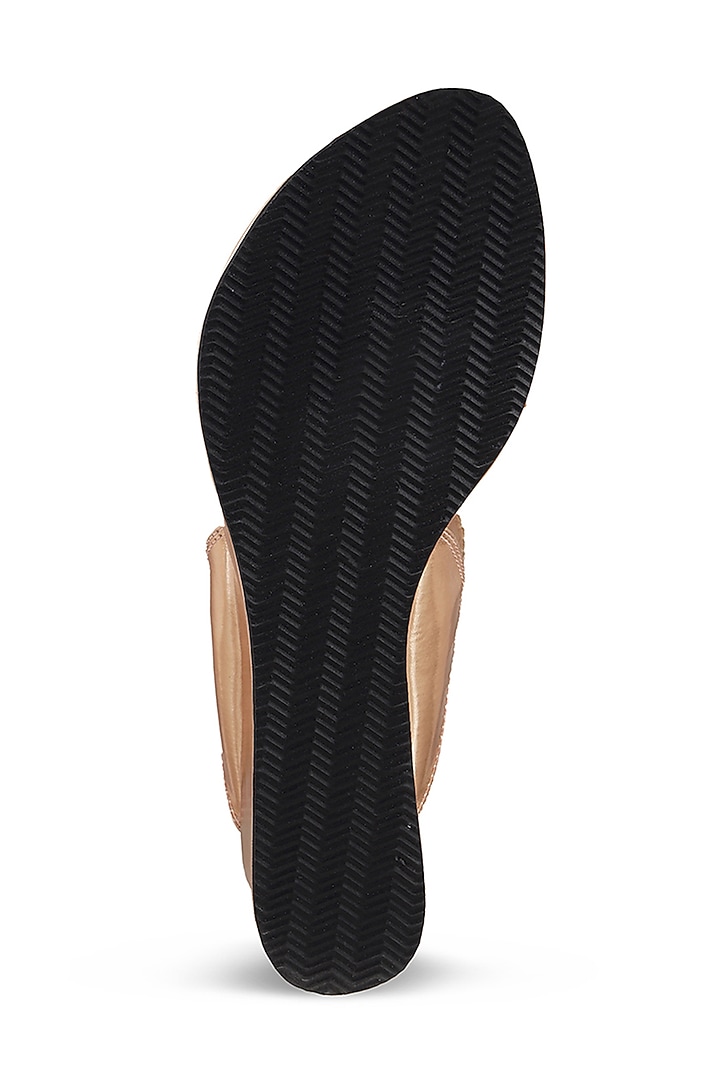 Rose Gold Faux Leather Crystal Embroidered Wedges by Stoffa Bride at Pernia's Pop Up Shop