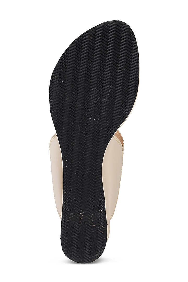Taupe Faux Leather Crystal Embroidered Wedges by Stoffa Bride at Pernia's Pop Up Shop