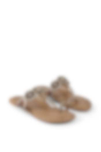 Rose Gold Faux Leather Braided Flats by Stoffa Bride at Pernia's Pop Up Shop