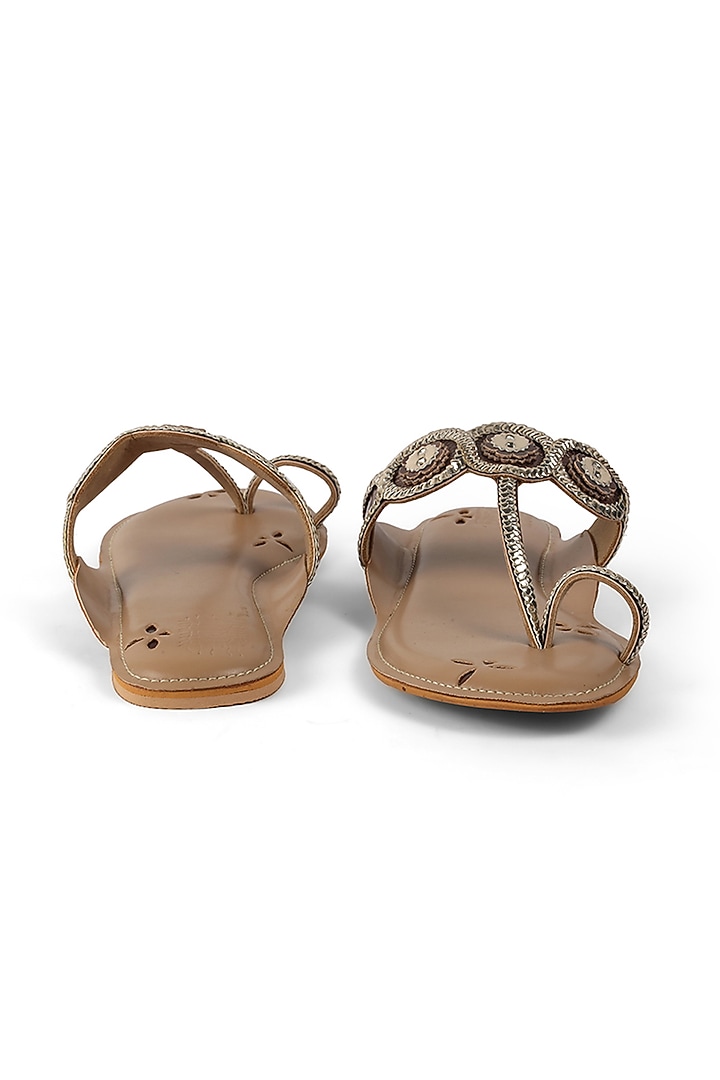 Rose Gold Faux Leather Braided Flats by Stoffa Bride at Pernia's Pop Up Shop